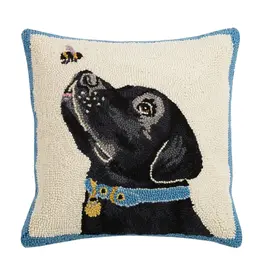 Peking Handicraft Black Dog with Bee Hook Pillow