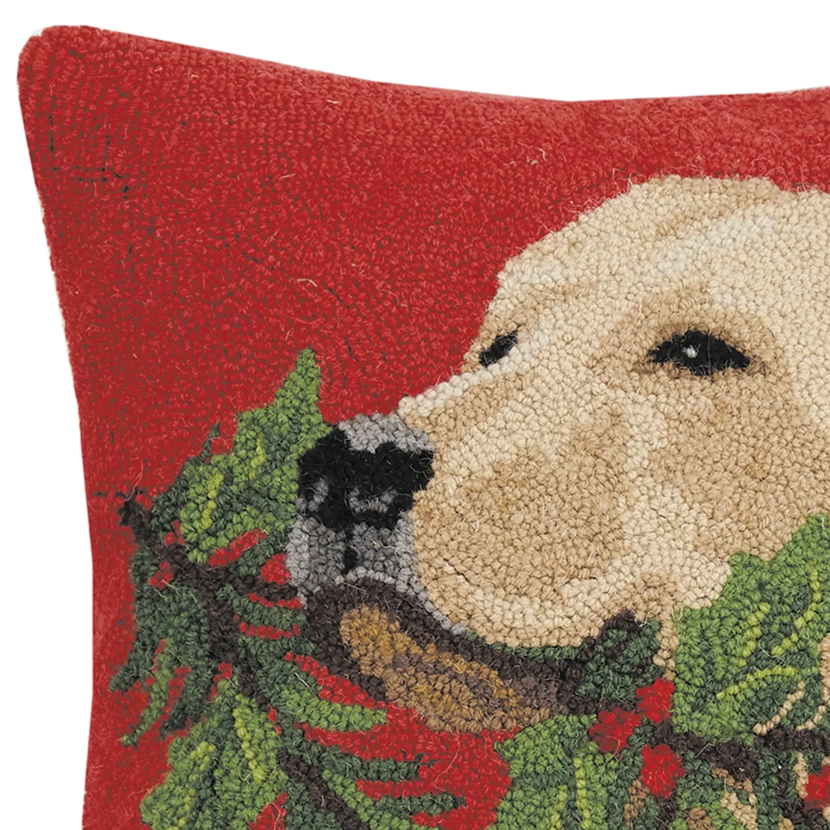 Peking Handicraft Dog with Holly Hook Pillow