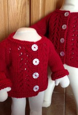 Red Handknit Lacy Cardigan with Hat 6 m
