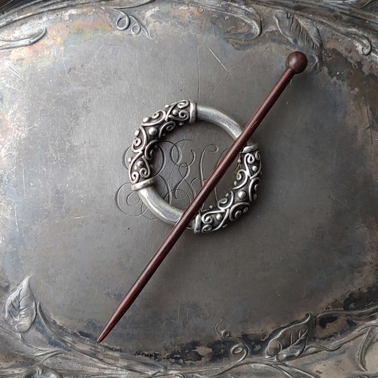 JUL Designs JUL Designs Pewter Filigree Cuff / Shawl Pin