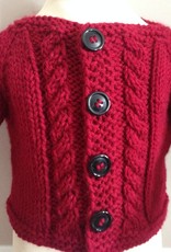 Red Handknit Cable Cardigan