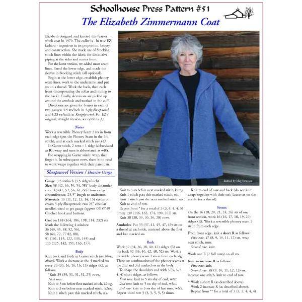 Schoolhouse Press Elizabeth Zimmermann Coat