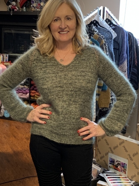 Joyful V Neck Sweater, Women's Knitting Pattern