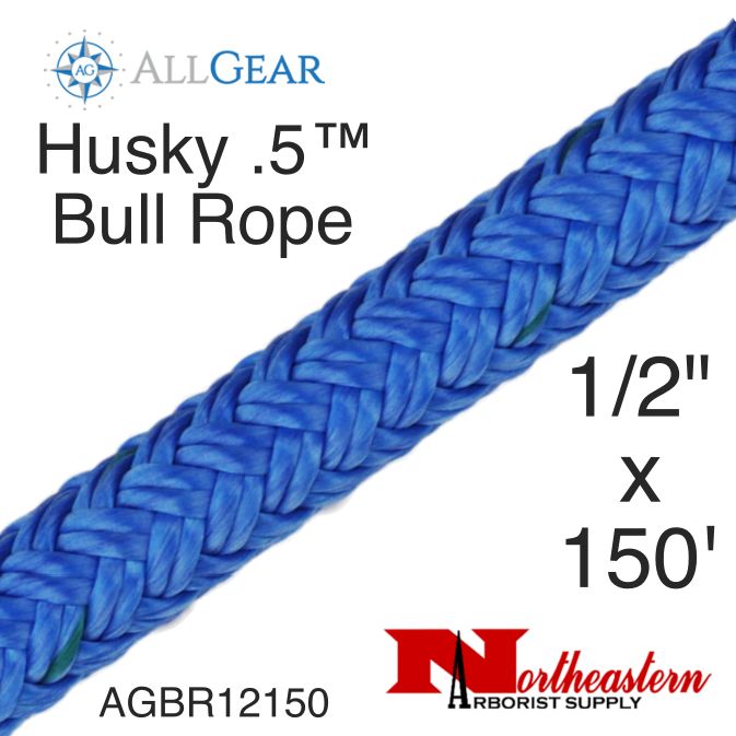 All Gear Inc. Husky .5™ Bull Rope 1/2" x 150' 9,500lbs ABS, Blue with Green Tracer