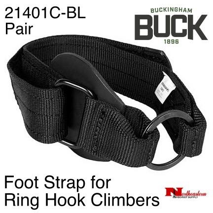 Buckingham Velcro Climber Foot Strap with Ring - Black - Pair