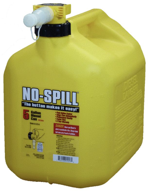 Yellow 5 Gallon No Spill Diesel Can Northeastern Arborist Supply