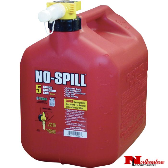 Red 5 Gallon NOSPILL® Gas Can Northeastern Arborist Supply