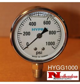 Hypro® Gauge 0-1000 PSI, Filled, Stainless Case 1/4” NPT Base Mount