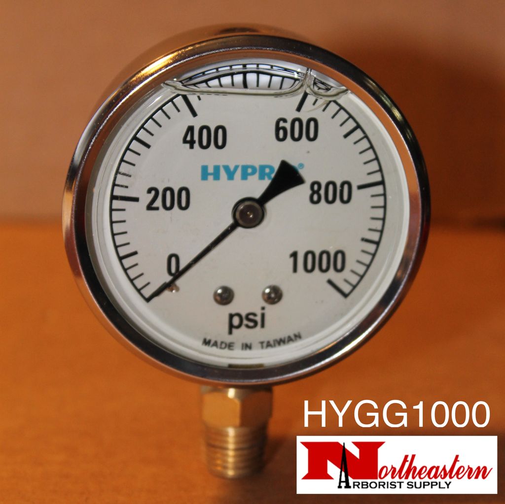 Hypro® Gauge 0-1000 PSI, Glycerin Filled, Stainless Case 1/4” NPT Base Mount