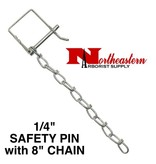 Buyers PIN & CHAIN for HITCH 1/4" Diameter (Safety Pin Clip with 8" Chain Installed)