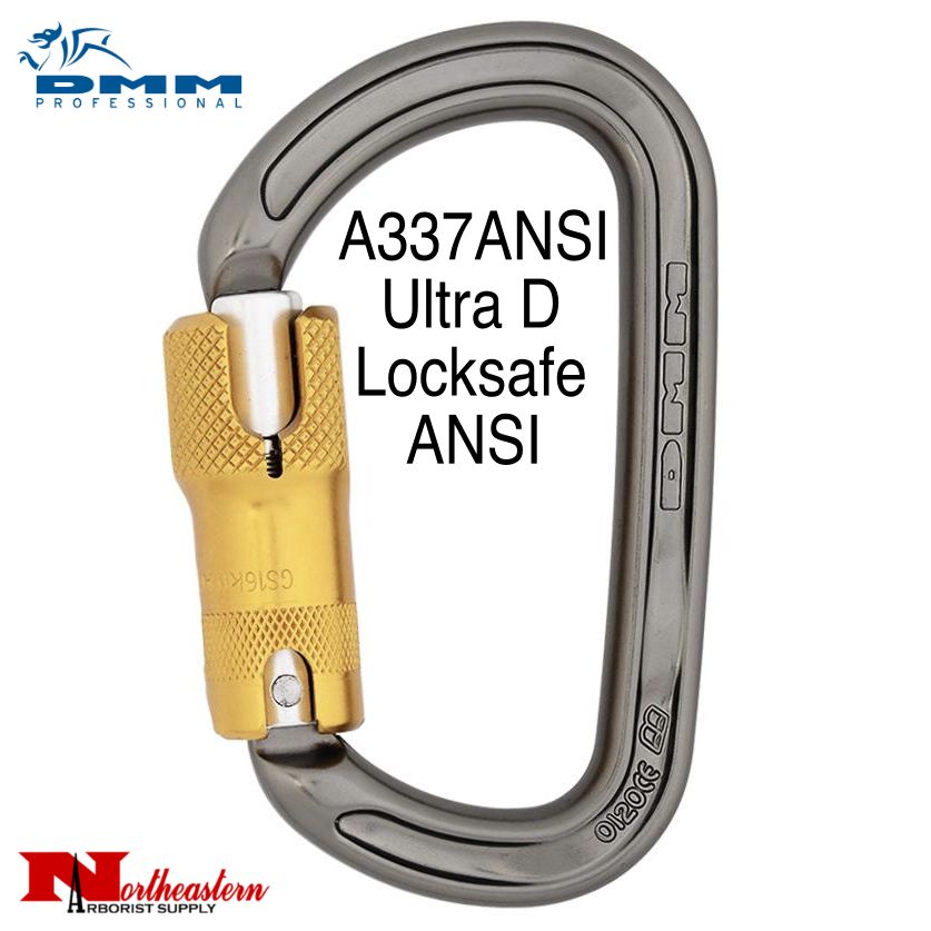 DMM Carabiner, Ultra D Locksafe ANSI, 30Kn Titanium/Gold, A337ANSI