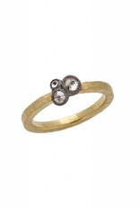 TAP by Todd Pownell Round Hammered Ring with 3 Clustered Inverted Diamonds - 18K Yellow Gold