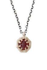 Lauren Wolf Jewelry Tiny Gold Octagon Necklace - Ruby