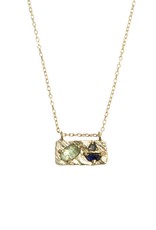 Lio & Linn Small Collage Necklace - Emerald + Blue Sapphire