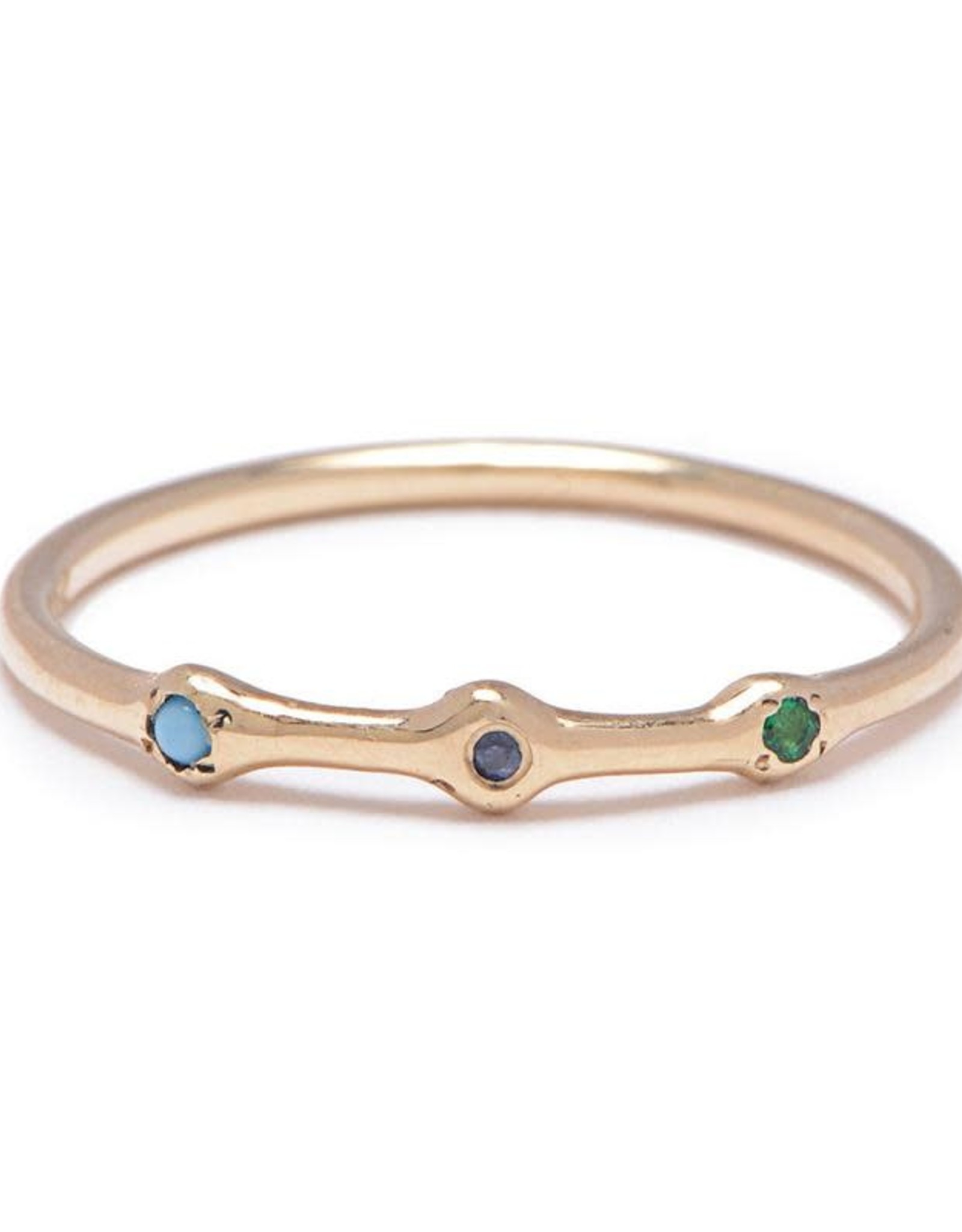 Scosha Trio Gold Ring - Emerald + Sapphire + Turquoise