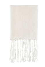 Indaba Fringed Linen Throw - White