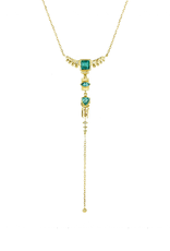 Celine Daoust Totem Lariat Necklace - Green Tourmaline + Diamonds