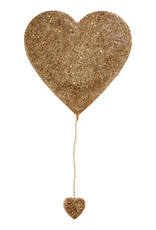 Entouquet Champagne Glitter Large Heart with Pearl Beaded Heart Tail