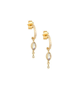 Celine Daoust Dangling Moonstone + Diamond Hoop Earrings