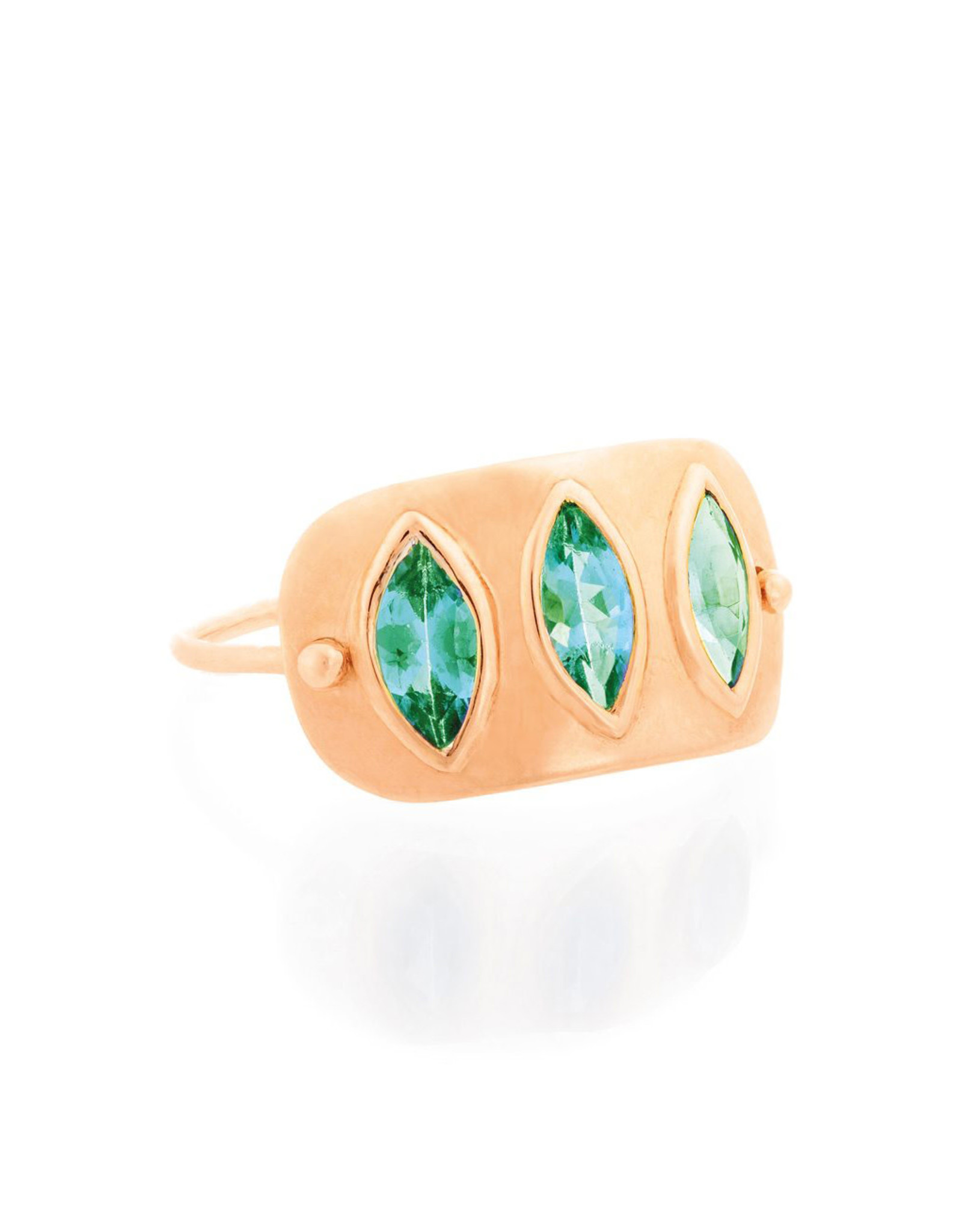 Celine Daoust Triple Marquise Plate Ring - Columbian Emerald