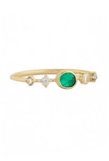 Celine Daoust Vivid Green Emerald + Moonstone + Diamonds Ring