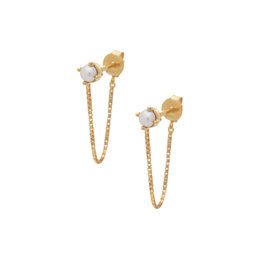 Sarah Mulder Jewelry Gold Alex Short Chain Studs - Pearl