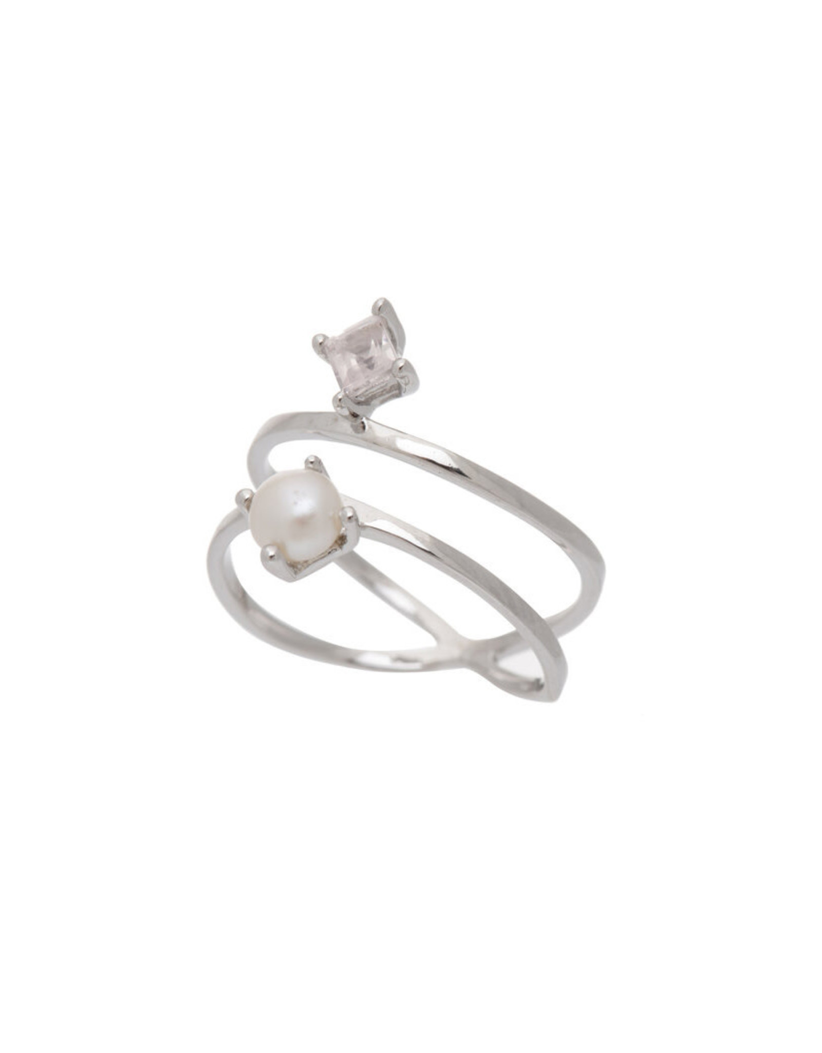 Sarah Mulder Jewelry Silver Cassie Ring - Rose Quartz + Pearl - 7