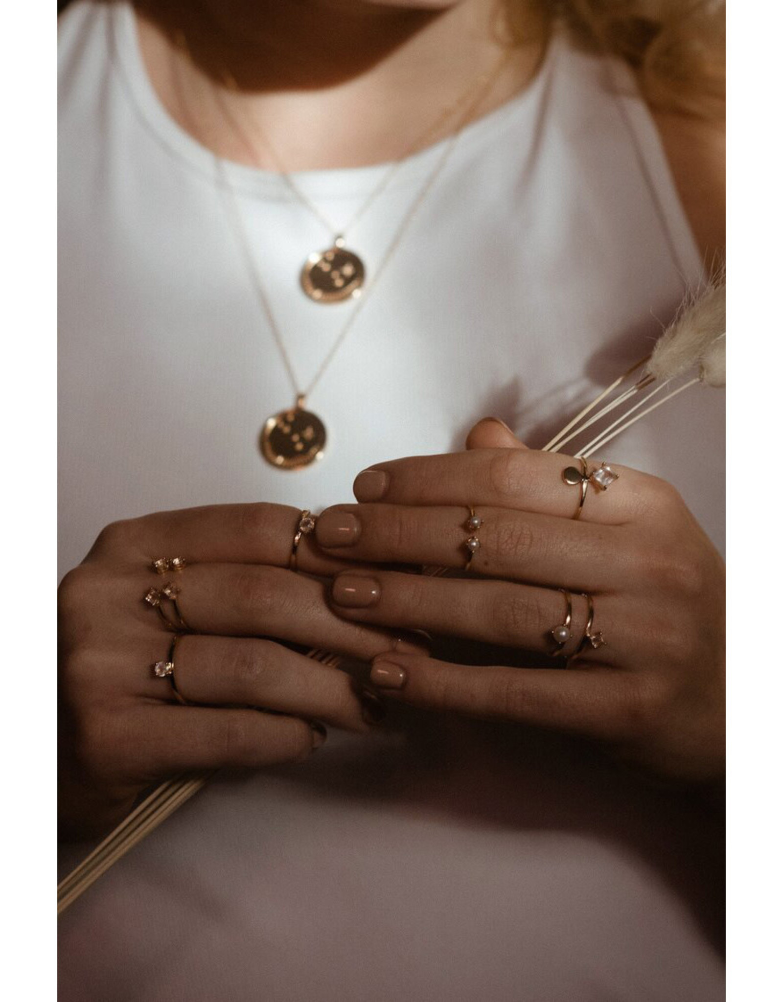Sarah Mulder Jewelry Gold Cassie Ring - Rose Quartz + Pearl - 8