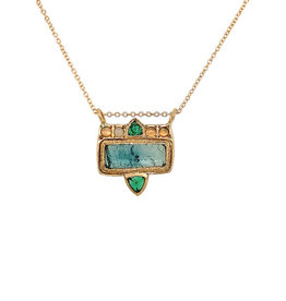 Lorak Jewelry Opal and Emerald Frame Necklace