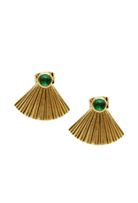 Vayu Jewels Vintage Fan Studs - Emerald Green