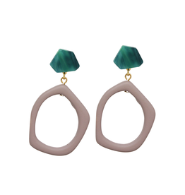 Vayu Jewels Grecia Earrings - Emerald + Putty