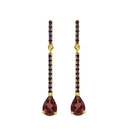 Mason Grace Jewelry Sticks and Stones Pear Earrings - Rhodalite Garnet + Blue Sapphire