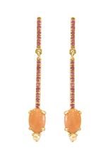 Mason Grace Jewelry Sticks and Stones Oval Earrings - Coral + Pink Sapphire + Pearl