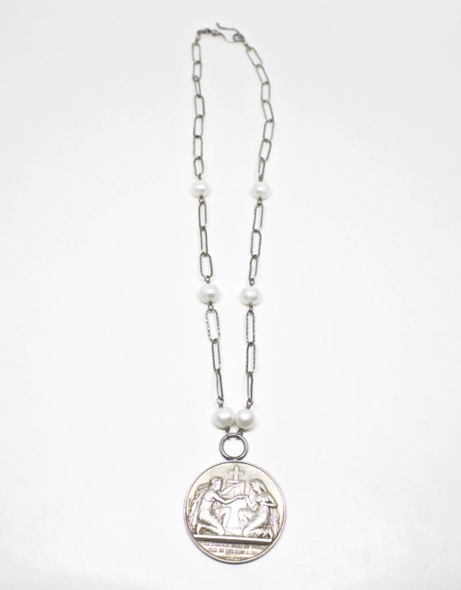 mary james antique marriage medal necklace
