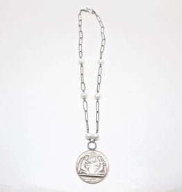Mary James Antique Marriage Medal Necklace
