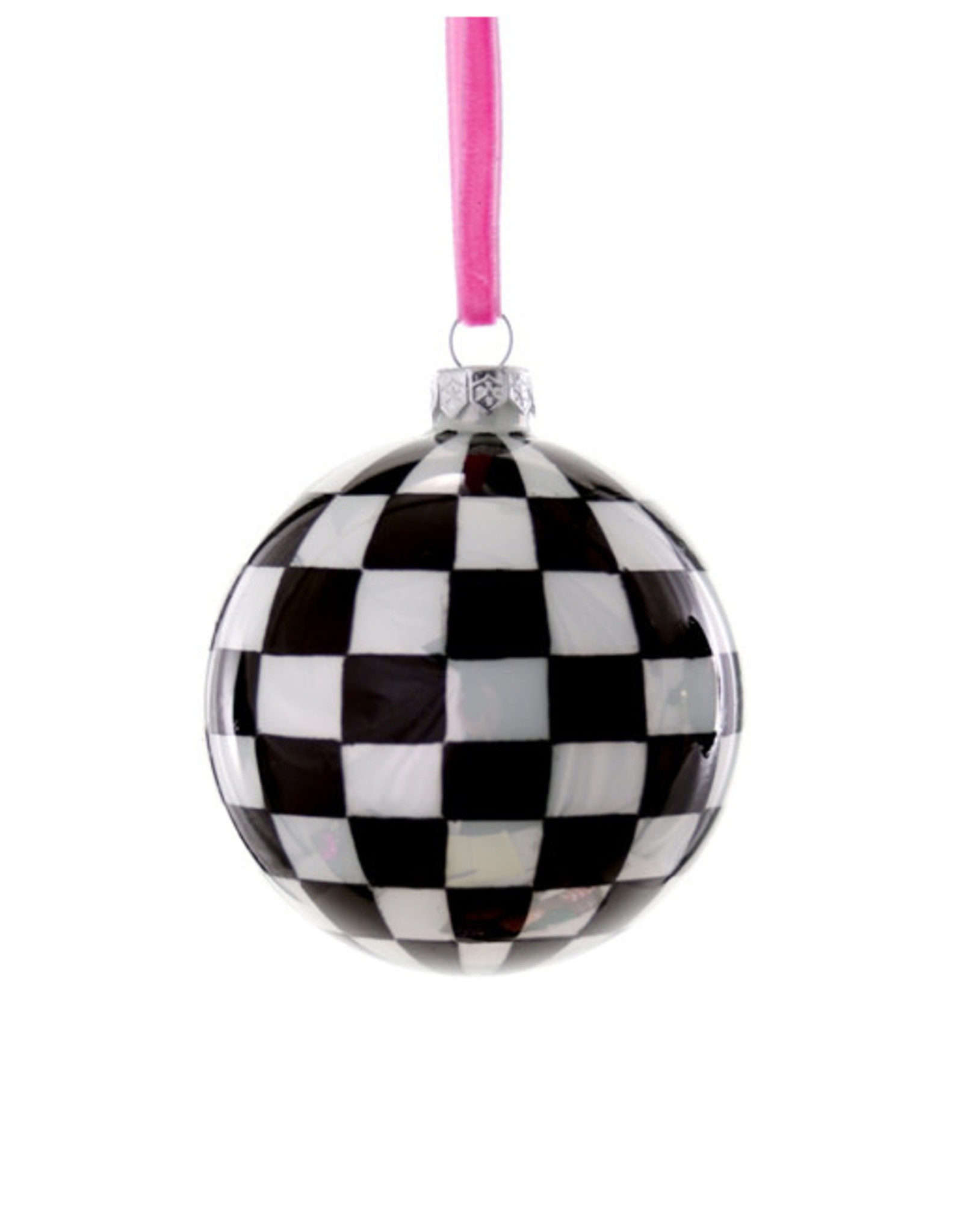 Cody Foster & Co. CHECKERED BAUBLE ORNAMENT - LARGE - BLACK