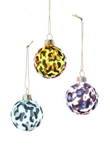 Cody Foster & Co. GLITTERED CHEETAH BAUBLE ORNAMENT - SMALL - 3 STYLES