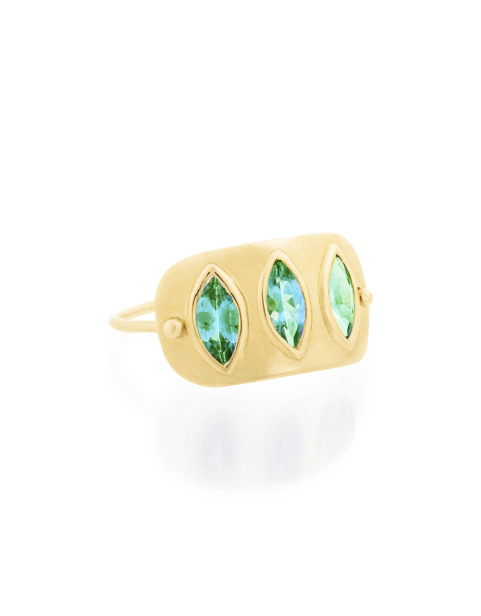 Celine Daoust Columbian Emerald Triple Marquise Plate Ring