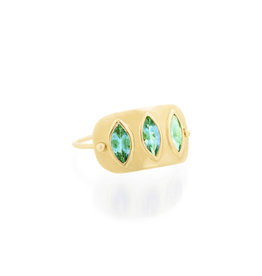 Celine Daoust Columbian Emerald Triple Marquise Plate Ring
