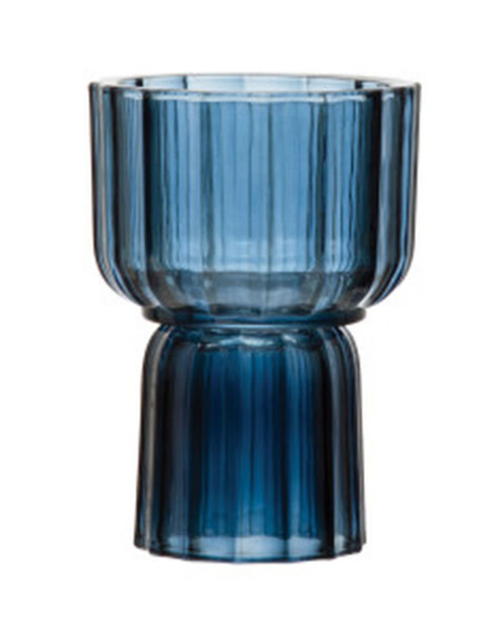 Blue Fluted Reversible Vase / Votive Holder