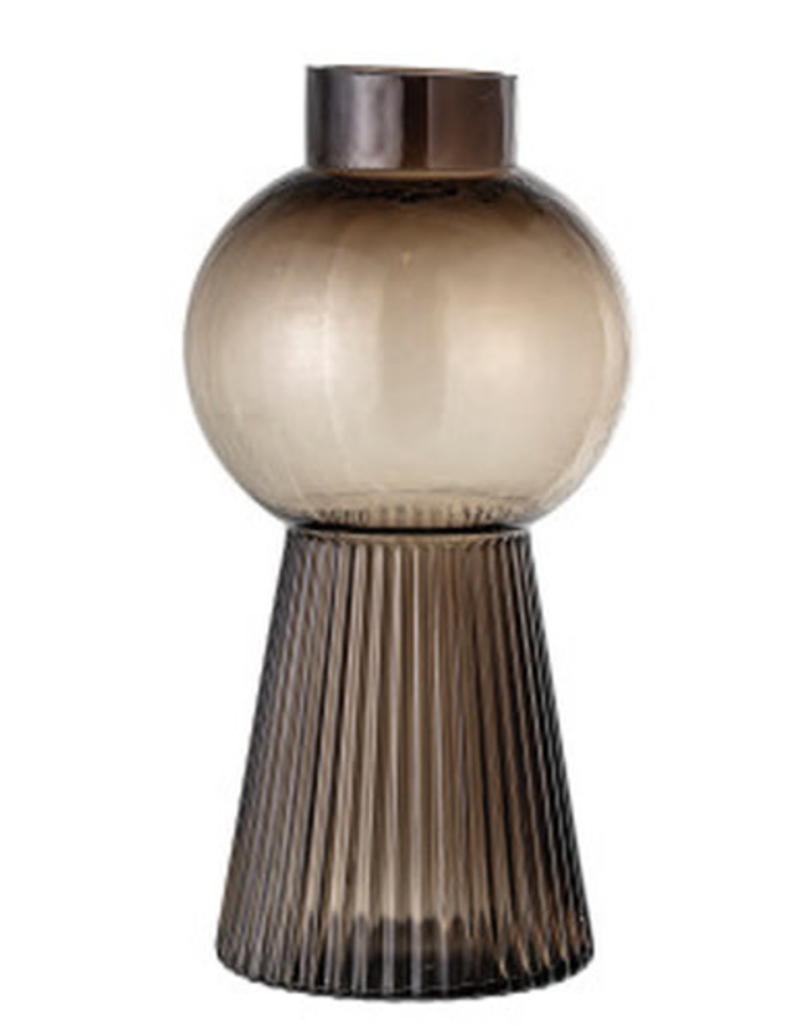 Round Brown Glass Vase
