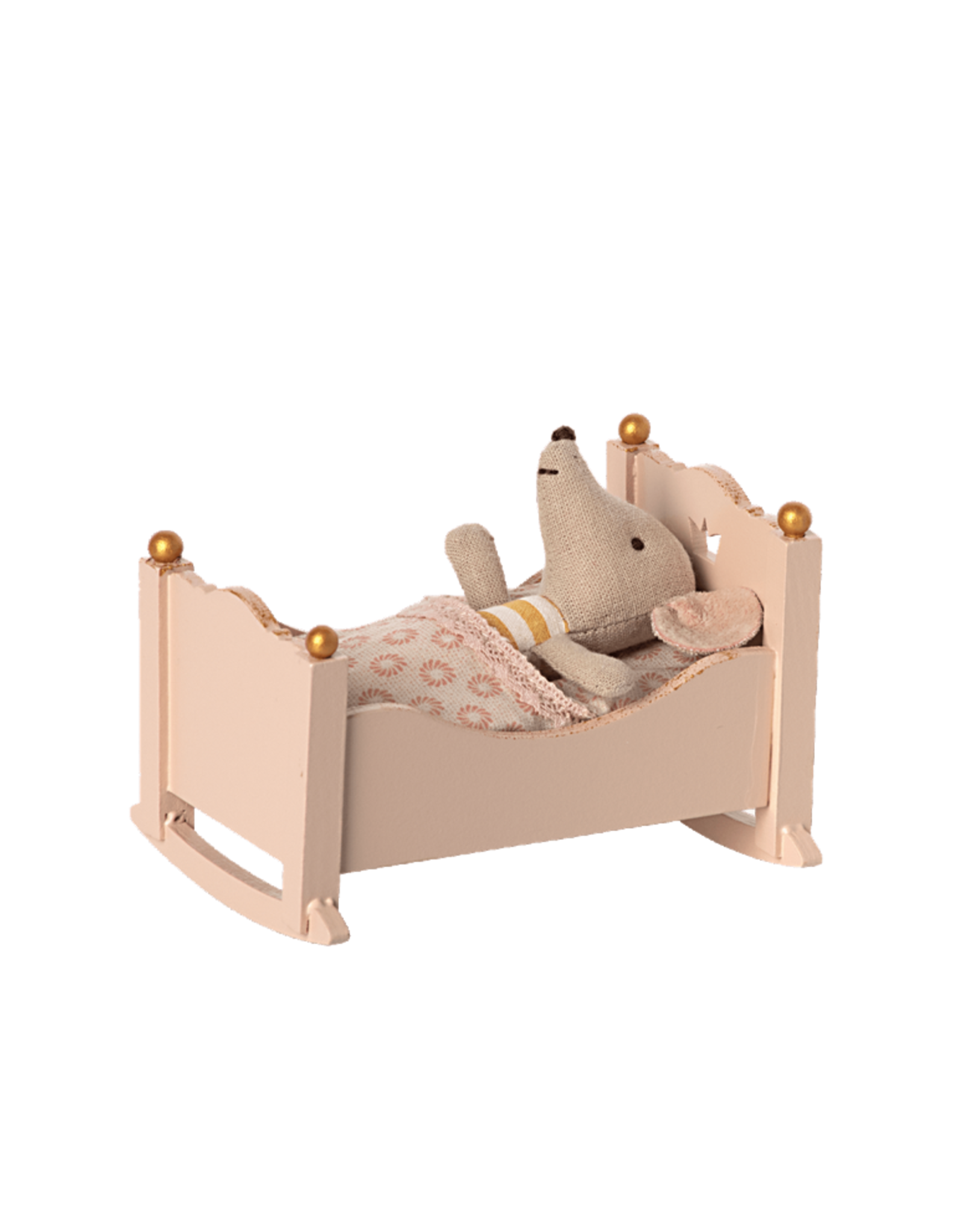 Maileg Baby Mouse Cradle - Rose