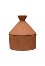 Textured Terra Cotta Lidded Container