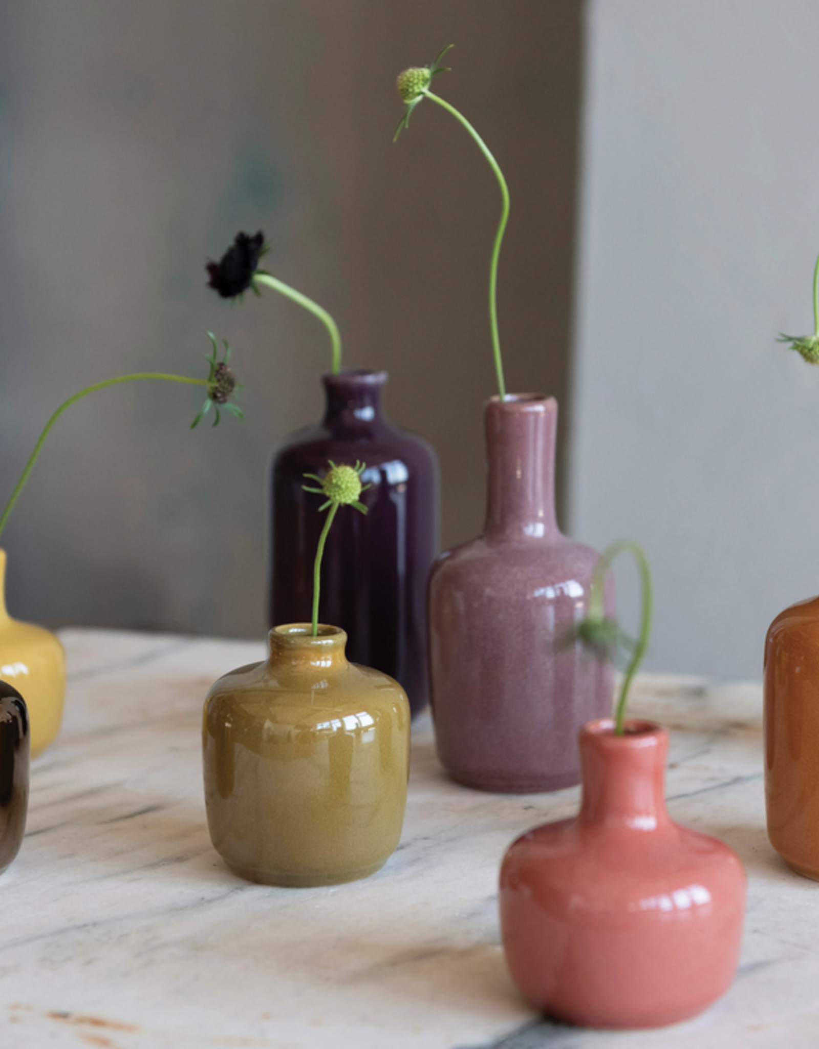 Olive Reactive Glaze Vase - Small