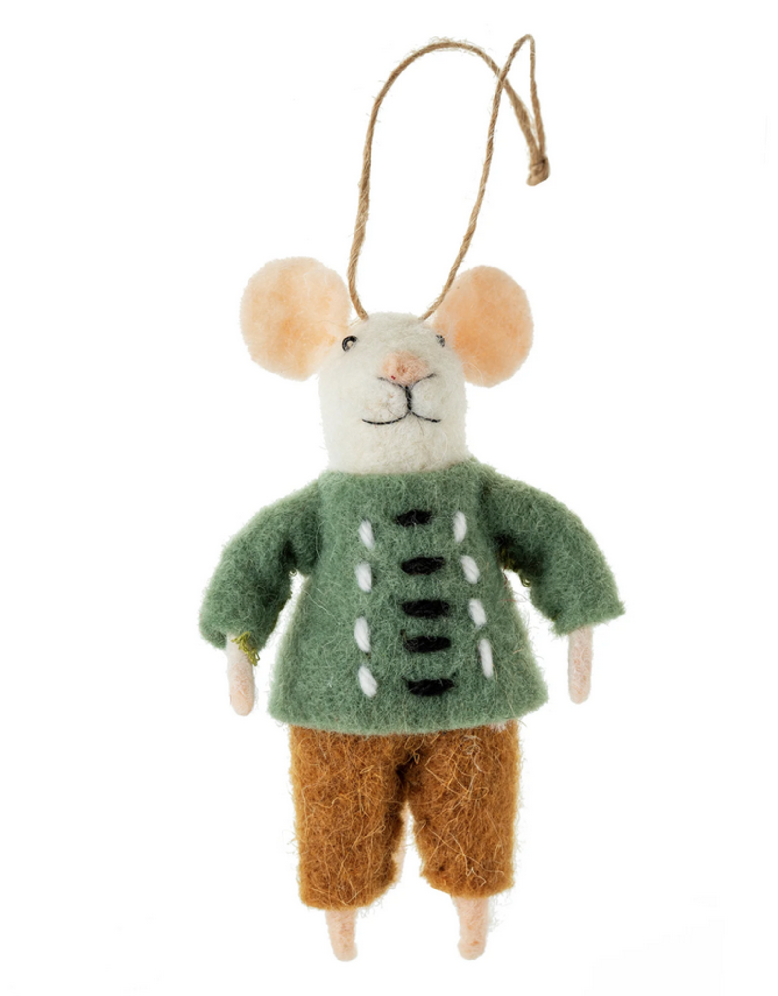 Wool Felt Mice Ornament - Pebble