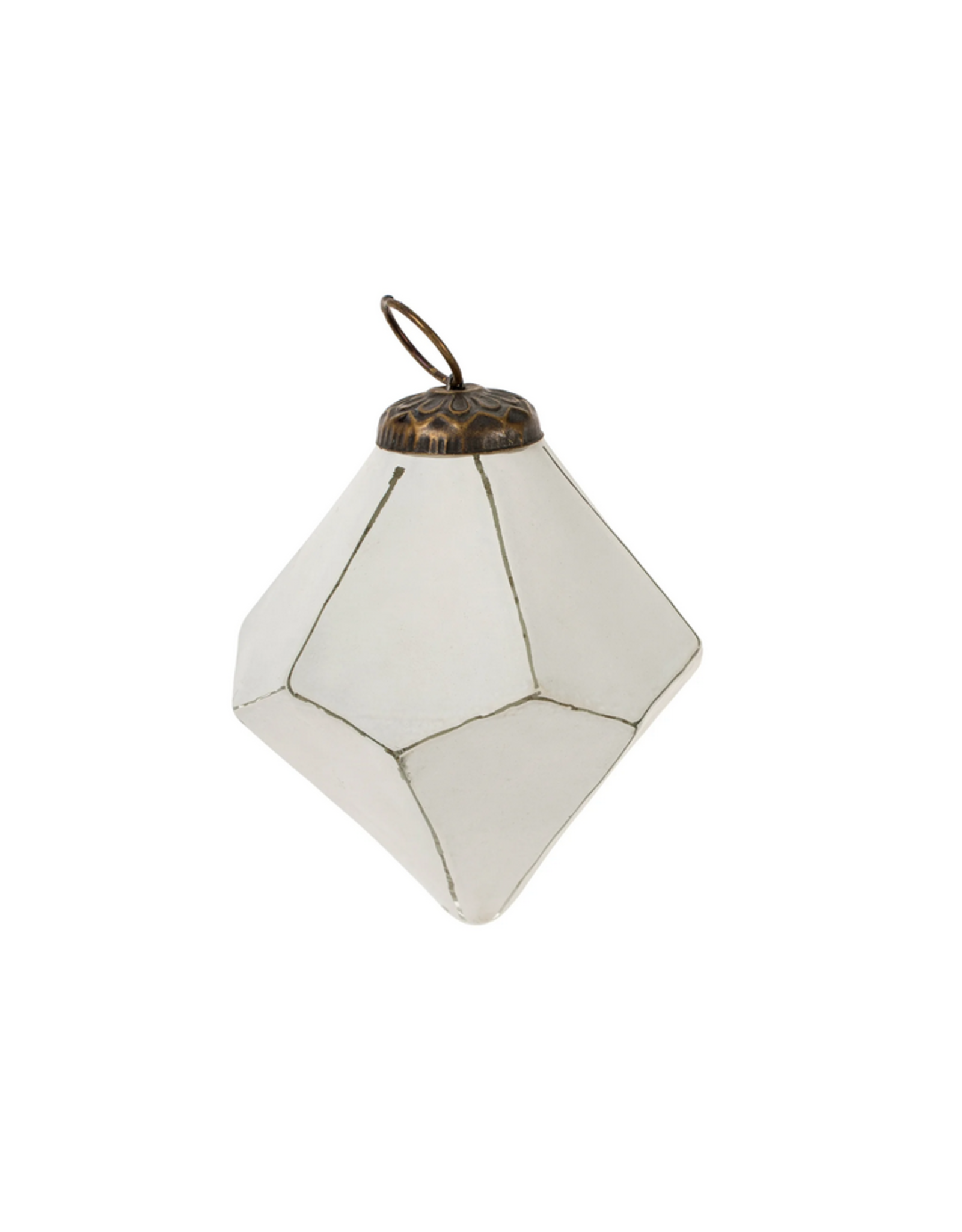Indaba Small Diamond Drop Ornament - White Clay