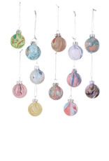 Cody Foster & Co. SMALL MARBLED BAUBLE ORNAMENT - 12 ASST'D