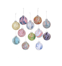 Cody Foster & Co. Single - LARGE MARBLED BAUBLE ORNAMENT - 12 ASST'D