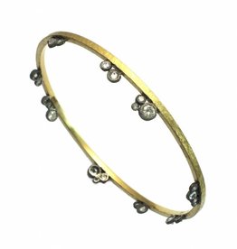 TAP by Todd Pownell 18k Yellow Gold Bangle with 14k White Gold Side Set Diamonds