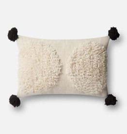 Loloi Ivory Lumbar PomPom Pillow